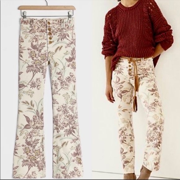 Pilcro and the Letterpress Pants - Anthro | Pilcro High-Rise Trouser Bootcut in Rose Floral, Sz 28 ♥ NWT